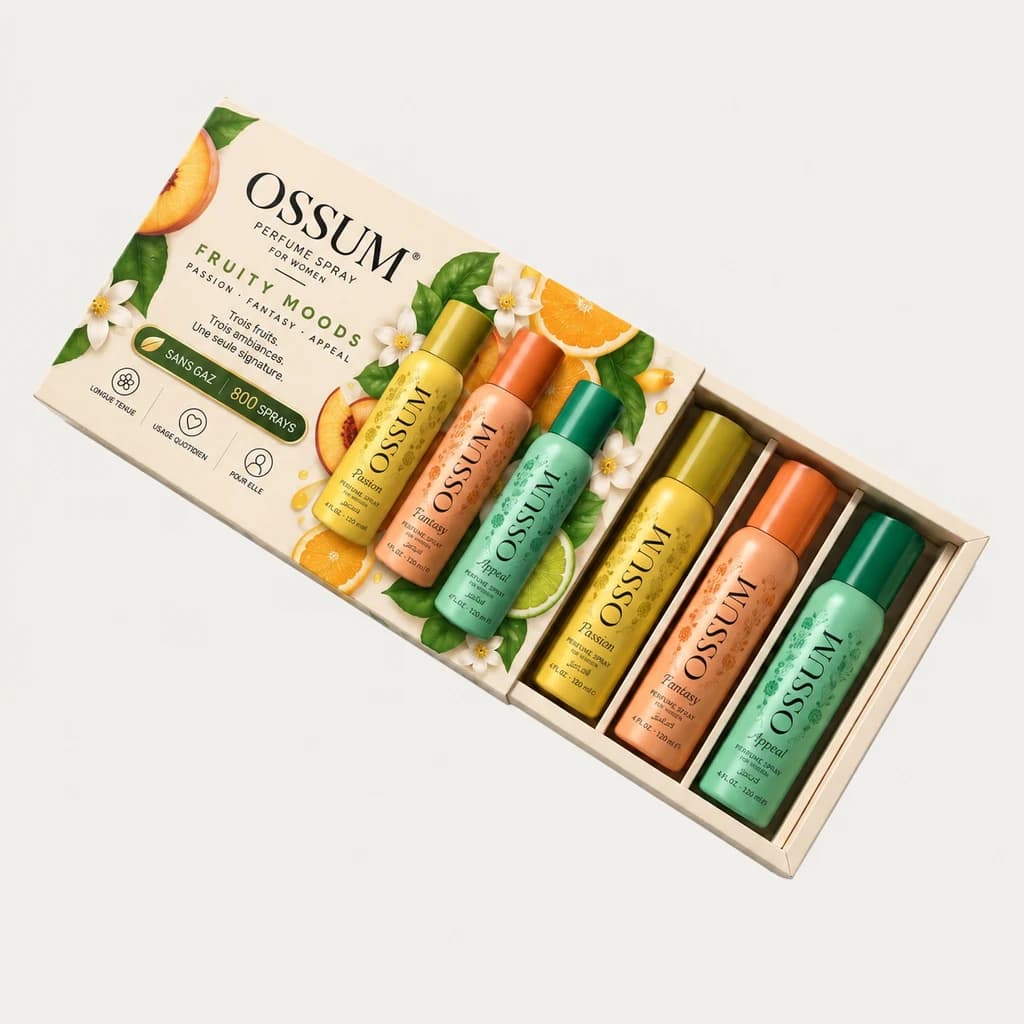 Coffret Fruity Moods, vue détaillée : PASSION · FANTASY · APPEAL, 3 × 120 ml