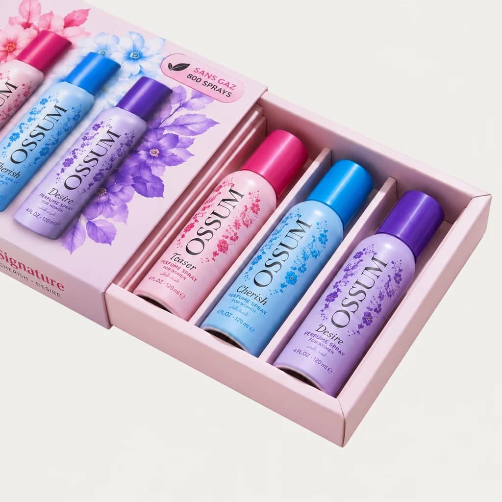 Coffret Her Signature, vue détaillée : TEASER · CHERISH · DESIRE, 3 × 120 ml